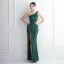 Sexy Schwarz Pailletten Gespaltete Front Abendkleider Meerjungfrau 2024 One-Shoulder Ärmellos Rückenfreies Lange Abend Festliche Kleider