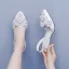 Elegant White Rhinestone Pearl Wedding Shoes Satin Wedding 2026 6 cm Stiletto Heels Pointed Toe High Heels