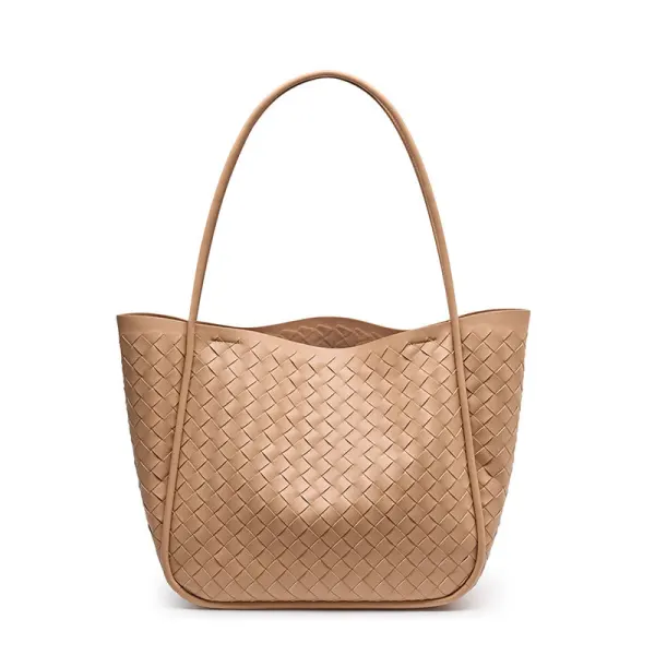 Modest / Simple Black Women Braid Bags Women's Bags Leather Casual Tote Bag Night Out Shoulder Bags 2023