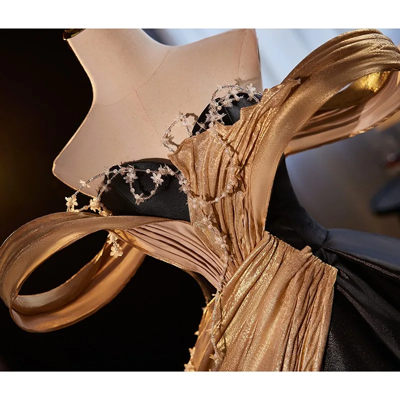 slim fit dress slacks Black Long Gold Sequins Fitted Deep V Neck Ruffle Sleeve Formal Dress –  Sultan Dress