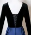Vintage / Retro Navy Blue Rhinestone Satin Prom Dresses 2025 A-Line / Princess V-Neck Long Sleeve Backless Floor-Length / Long Formal Dresses