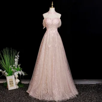 Flower Fairy Charming Blushing Pink Butterfly Beading Sequins Prom Dresses 2025 A Line Princess Strapless Sleeveless Backless Floor Length Long Formal Dresses