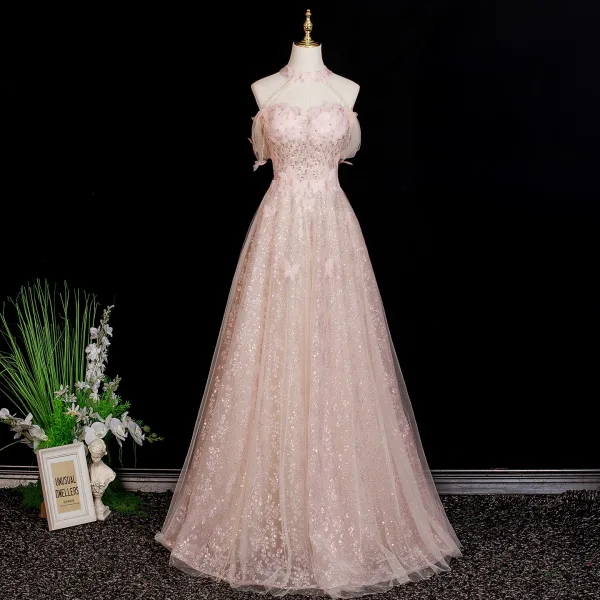 strapless open back dress Shiny Green Ball Gown V-neck Cheap Prom Dresses SP779