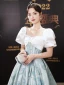 Chic / Beautiful Sky Blue Prom Dresses 2023 A-Line / Princess Square Neckline Short Sleeve Backless Floor-Length / Long Prom Formal Dresses