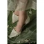 Elegant White Pearl Satin Pointed Toe Wedding Shoes 2024 4 cm Stiletto Heels Low Heel Wedding High Heels