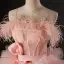 Charmant Pink Fallende Rüsche Durchbohrt Ballkleider 2022 Ballkleid Spaghettiträger Quaste Ärmellos Rückenfreies Schleife Stoffgürtel Hof-Schleppe Ball Festliche Kleider