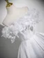 Elegant Ivory Appliques Prom Dresses 2025 A-Line / Princess Off-The-Shoulder Short Sleeve Backless Floor-Length / Long Formal Dresses