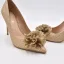 Sparkly Gold Beading Flower Sequins Wedding Shoes 2022 Leather 10 cm Stiletto Heels Pointed Toe Wedding Pumps High Heels