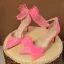 Schöne Fuchsie Schleife Ball Sandalen Damen 2023 Knöchelriemen 8 cm Stilettos Spitzschuh Sandaletten Hochhackige