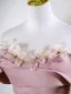 Elegante Rosa Perlenstickerei Applikationen Ballkleider 2025 Off Shoulder Kurze Ärmel Rückenfreies Sweep / Pinsel Zug Tülle Festliche Kleider