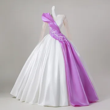 Elegant Ivory Two Tone Beading Sequins Prom Dresses 2026 Ball Gown Scoop Neck 3 4 Sleeve Backless Floor Length Long Formal Dresses
