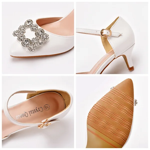 Chic / Beautiful White Rhinestone Wedding Shoes 2022 5 cm Stiletto Heels Pointed Toe Wedding High Heels