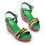 Böhmen Grün Flechten Strassenmode Sandalen Damen 2023 Knöchelriemen 9 cm Keilabsatz Peeptoes Sandaletten