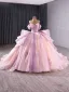 Haut de Gamme Charmant Rougissant Rose Perlage Perle Paillettes Robe De Bal 2025 Robe Boule De l'épaule Manches Courtes Dos Nu Noeud Chapel Train Promo