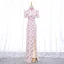 Charming Lace Flower White Cheongsam 2022 Trumpet / Mermaid High Neck Short Sleeve Backless Split Front Floor-Length / Long Evening Party Cheongsam / Qipao
