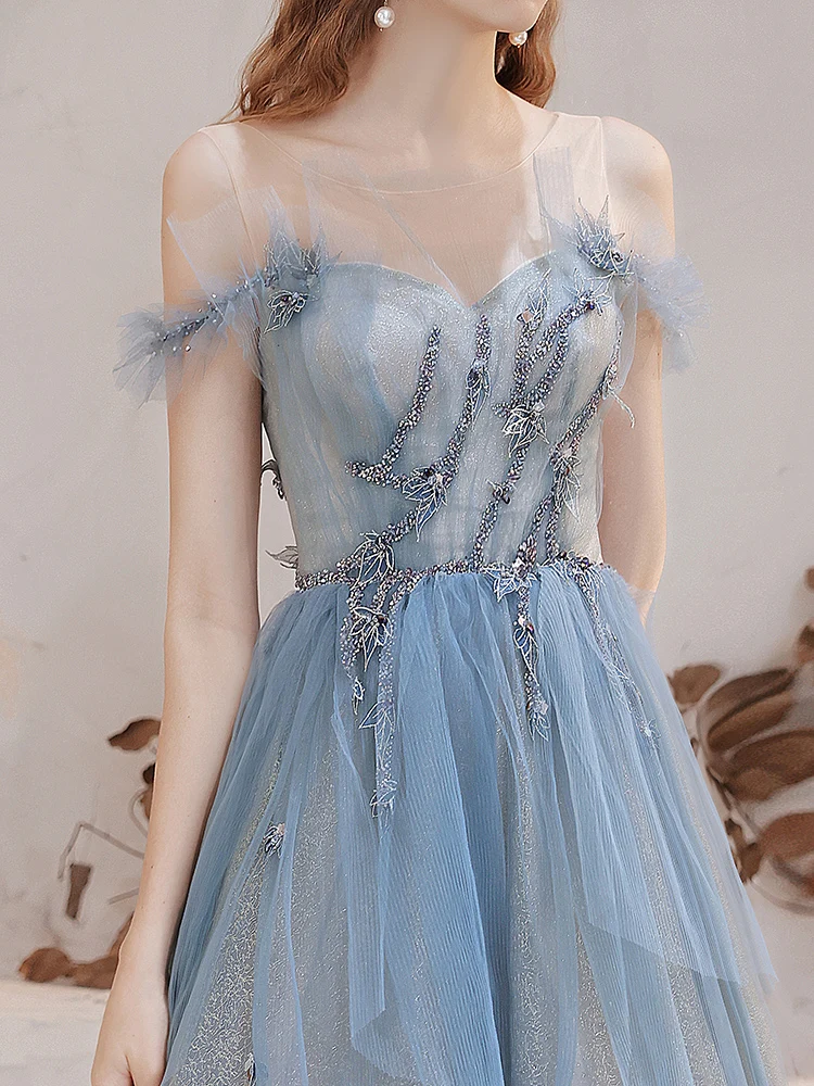 open lace back dress Zapakasa Women Glitter Prom Dress One Shouder Royal Blue Sequins Party Dress  with Slit main image 0