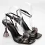 Charmant Sexy Silber Abend Kristall Sandalen Damen 2022 Strass Knöchelriemen 9 cm Stilettos Peeptoes Sandaletten Hochhackige