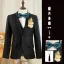 Black Winter Fall Long Sleeve 6-piece Boys Wedding Suits 2025 Body Jewellery Coat Pants Shirt Tie Vest