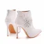 Elegant White Fall Winter Lace Flower Wedding Shoes Boots 2023 Rhinestone Pointed Toe 11 cm Stiletto Heels Wedding Wedding Shoes