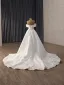 High End Elegante Weiß Handgefertigt Perlenstickerei Applikationen Pailletten Satin Brautkleider / Hochzeitskleider 2025 Ballkleid Off Shoulder Ärmellos Rückenfreies Kapelle-Schleppe