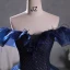 Vintage / Originale Bleu Marine Paillettes Robe De Bal 2023 Robe Boule De l'épaule Gland Sans Manches Dos Nu Longue Promo Robe De Ceremonie