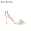 Sexy Champagne Rhinestone Bow Evening Party Pumps High Heels 2022 8 cm Stiletto Heels Pointed Toe Pumps