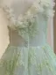 Modest / Simple Sage Green Appliques Birthday Flower Girl Dresses 2024 A-Line / Princess Scoop Neck Sleeveless Backless Floor-Length / Long Tulle