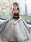 Fashion Black Spotted Evening Party Flower Girl Dresses 2022 A-Line / Princess Square Neckline Puffy Short Sleeve Floor-Length / Long Flower Girl Dresses