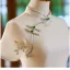 Style Chinois Blanche Impression Longue Cheongsam 2024 Princesse Col Haut Manches Courtes