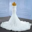 Sexy High Low White Beading Pearl Sequins Wedding Dresses 2023 Trumpet / Mermaid Off-The-Shoulder Long Sleeve Backless Chapel Train Wedding