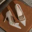 Fashion Black Plaid Evening Party Pumps 2022 Pearl 7 cm Stiletto Heels Pointed Toe Pumps High Heels