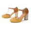Vintage / Retro Black Street Wear Womens Sandals 2022 T-Strap 8 cm Thick Heels Round Toe Womens Shoes High Heels