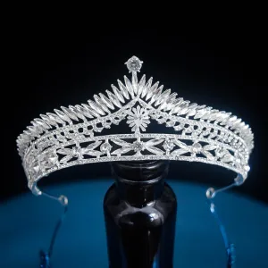 Blygsam Vita Rhinestone Zirkon Bröllop Brud Huvudbonad 2022 Tiara