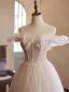 Chic / Beautiful Champagne Beading Pearl Lace Flower Prom Dresses 2024 A-Line / Princess Spaghetti Straps Sleeveless Backless Floor-Length / Long Prom Formal Dresses