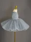 Chic / Beautiful Grey Pearl Rhinestone Sequins Short Birthday Flower Girl Dresses 2023 Ball Gown Scoop Neck Puffy Short Sleeve Tulle