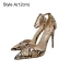 Fashion Brown Snakeskin Print Evening Party Womens Sandals 2023 Ankle Strap 12 cm Stiletto Heels Pointed Toe Sandals High Heels