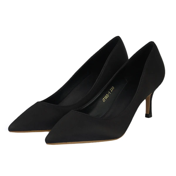 Modest / Simple Green Office OL Pumps 2023 Satin 6 cm Stiletto Heels Pointed Toe Pumps High Heels