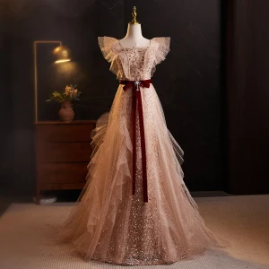 Charmant Rougissant Rose Perlage Paillettes Robe De Soirée 2024 Trompette Sirène Bustier Sans Manches Dos Nu Noeud Ceinture Longue Promo Robe De Ceremonie