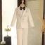 Blanche Faux Diamant Manches Longues 5 pièces Costume Garçon Mariage Mariage 2025 Manteau Pantalon Chemise Cravate Gilet