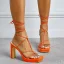 Sexy Orange Street Wear Womens Sandals 2022 X-Strap 11 cm Thick Heels Open / Peep Toe Sandals High Heels