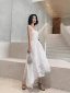 Charming Ivory Lace Flower Evening Dresses 2022 A-Line / Princess Strapless Sleeveless Backless Evening Party Floor-Length / Long Formal Dresses
