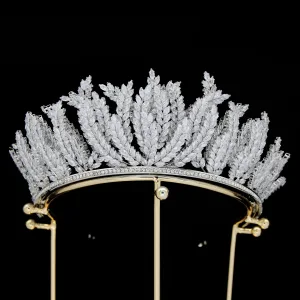 High End Zilveren Rhinestone Zirkonium Bruids Haaraccessoires 2024 Huwelijk Tiara Kroon