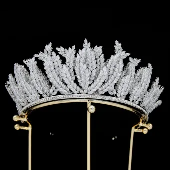 High End Silver Rhinestone Zircon Bridal Hair Accessories 2024 Wedding Tiara Crown