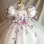 Chic / Beautiful White Beading Appliques Birthday Short Flower Girl Dresses 2026 Ball Gown Scoop Neck Puffy Short Sleeve