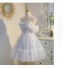 Chic / Belle Bleu Ciel Volants Perle En Dentelle Fleur Anniversaire Robe De Fête 2022 Princesse Bretelles Spaghetti Sans Manches Dos Nu Noeud Longue Cocktail Robe De Ceremonie