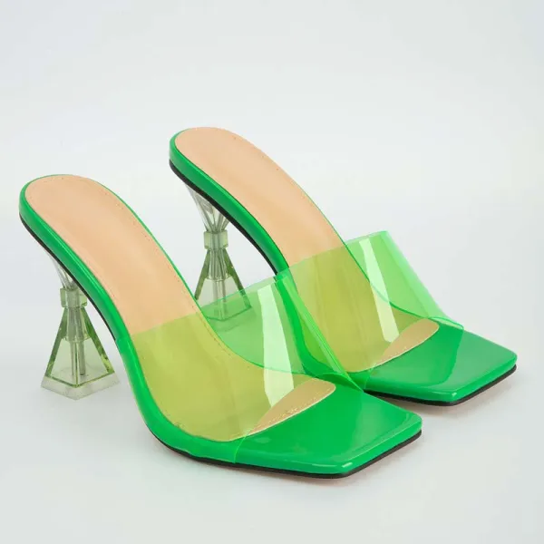 Transparent Silver Cocktail Party Crystal Womens Sandals 2022 9 cm Stiletto Heels Open / Peep Toe Sandals High Heels