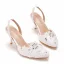 Chic / Belle Blanche Perle Faux Diamant En Dentelle Fleur Chaussure De Mariée 2022 7 cm Talons Aiguilles À Bout Pointu Mariage Talons Hauts