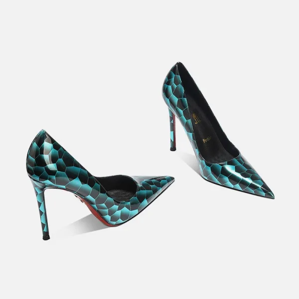 Overdreven Zwarte Goud Luipaard Print Avond Pumps 2025 Leer 10 cm Naaldhakken / Stiletto Spitse Neus Pumps Hoge Hakken