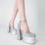 Sparkly Black Sequins Evening Party Womens Shoes 2022 Ankle Strap 15 cm Thick Heels Round Toe Womens Shoes High Heels