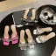 Charmant Sexy Ivoire Soirée Faux Diamant Noeud Sandales Femme 2022 8 cm Talons Aiguilles Peep Toes / Bout Ouvert Sandales Talons Hauts